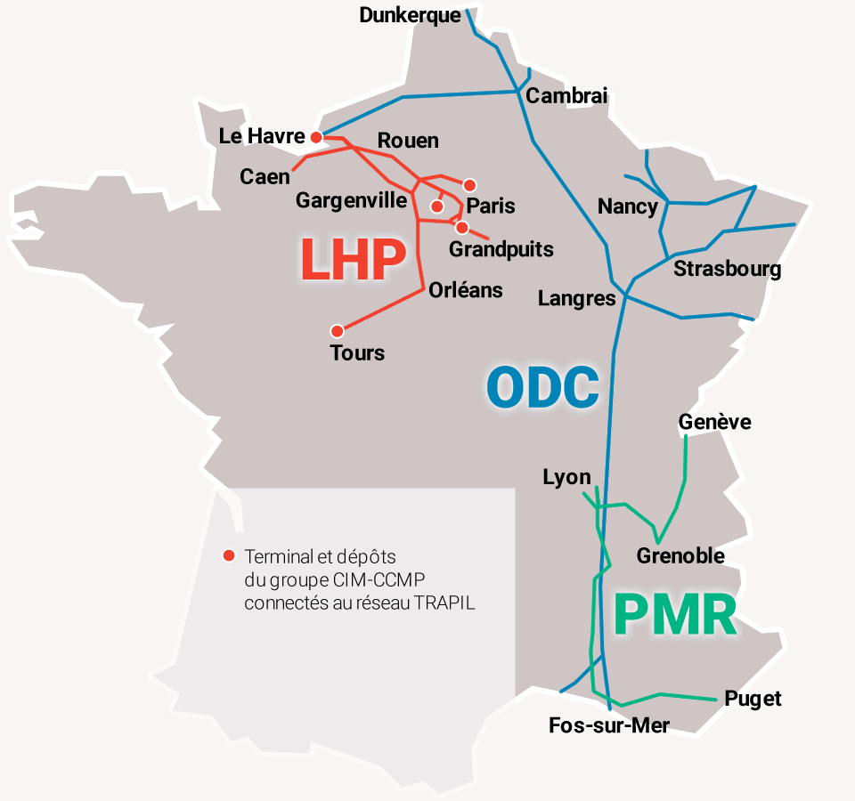 Carte du réseau TRAPIL